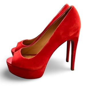 Schutz Platform Peep Toe Heels Red Size 7 (EU 38)